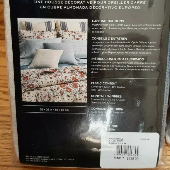 Ralph Lauren Kelsey Full Queen duvet set and Euro shams 5 piece MSRP $500 - Picture 5 of 11